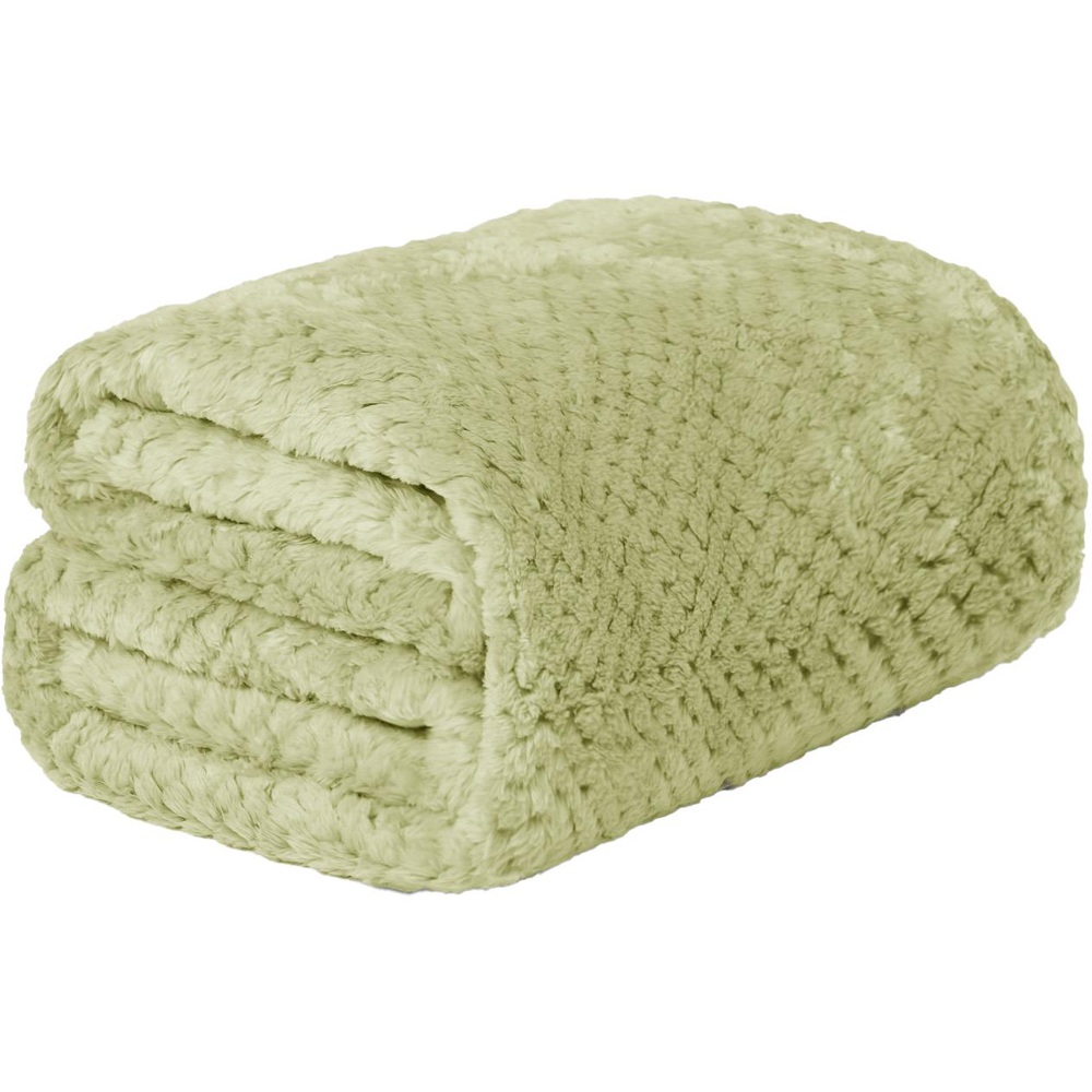 Dreamscene Luxury Sage Honeycomb Mink Waffle Throw 200 x 150cm Image 1