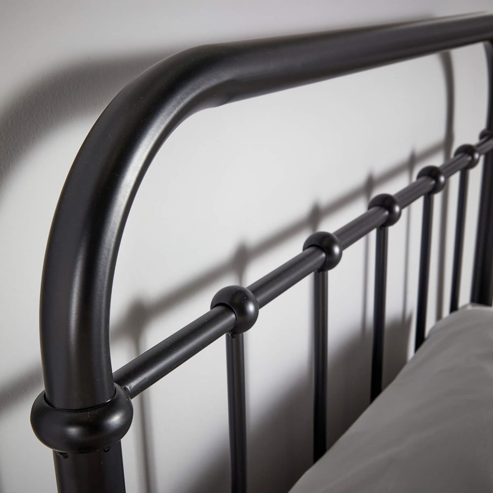Home Source Minerva Vintage Single Black Metal Bed Frame Image 3