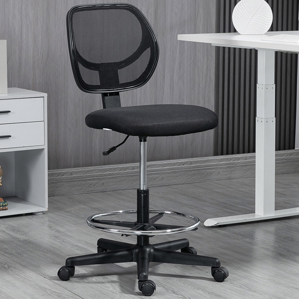 Portland Black Mesh Swivel Standing Desk Office Chair Image 1