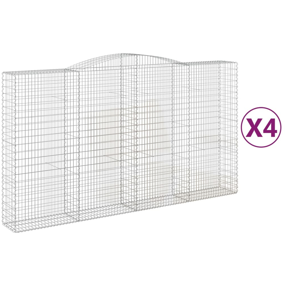 vidaXL Silver Galvanised Iron Arched Gabion Basket 400 x 50 x 220/240cm 4 Pack Image 2