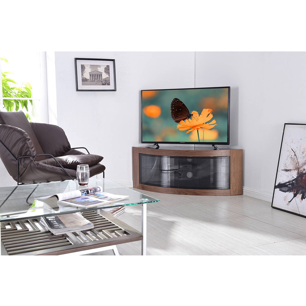 Centurion Supports Pangea 2 Door 2 Shelf Black Walnut TV Cabinet Image 8