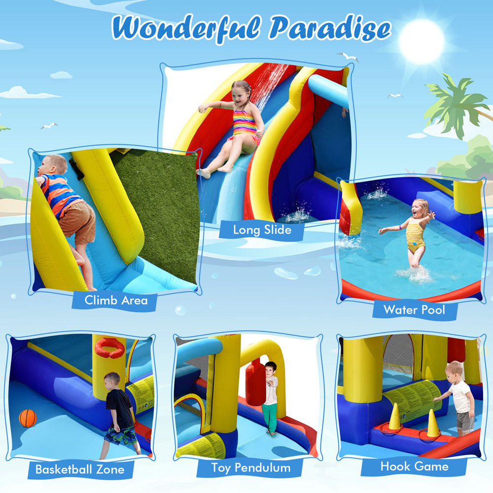 Costway Kids Giant Inflatable Water Slide with 680W Blower Image 8
