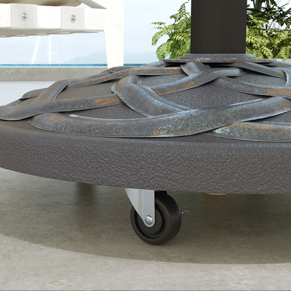 Outsunny Bronze Tone Rolling Parasol Base with Wheels 27kg Image 3