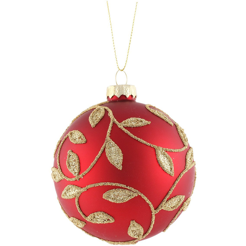 Matte Leaf Decorative Bauble Red - Red Image 2