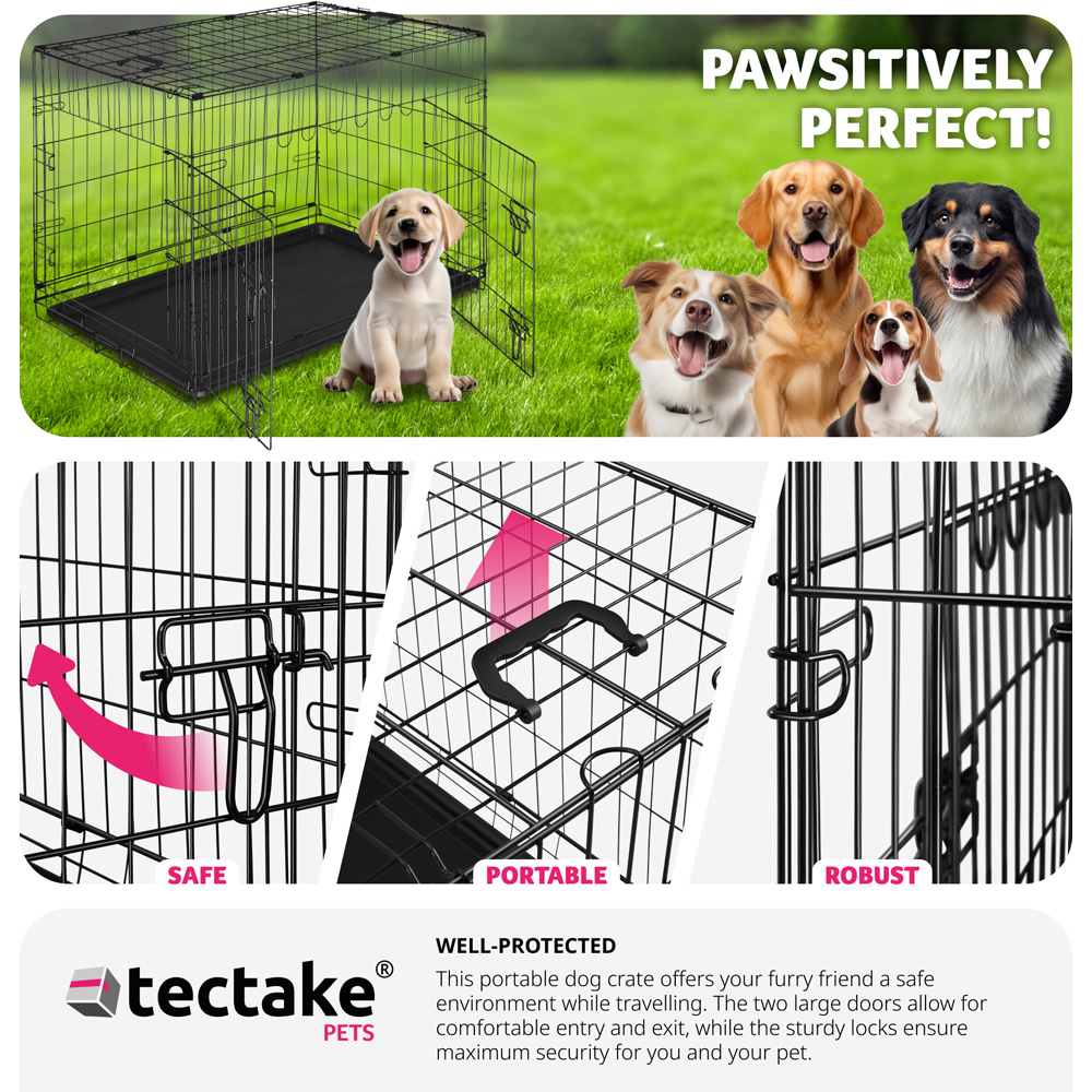 tectake Luna Black Foldable Dog Crate Image 7