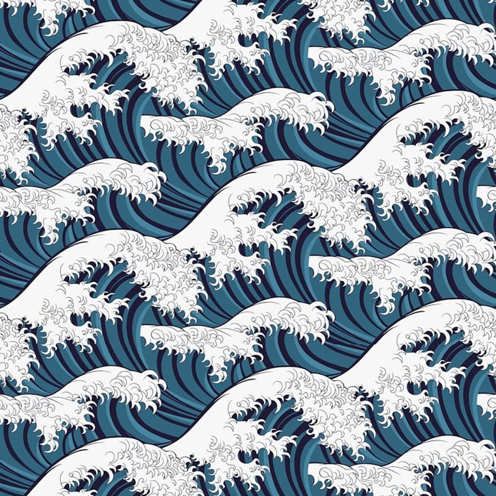 Bobbi Beck Eco Luxury Great Wave off Kanagawa Blue Wallpaper Image 1