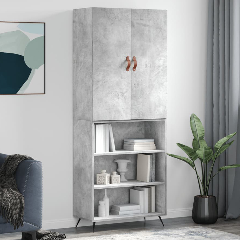 vidaXL 2 Door 3 Shelf Concrete Grey Highboard Image 1