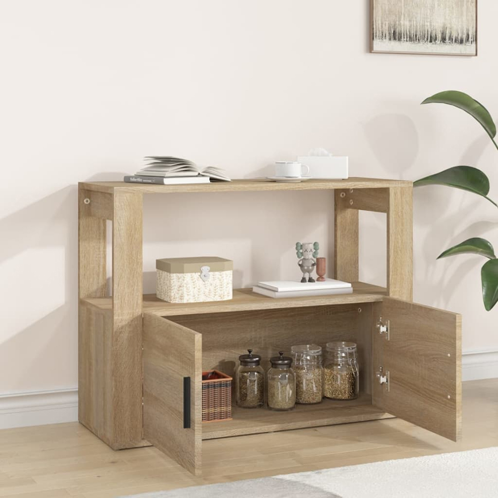 vidaXL 2 Door Single Shelf Sonoma Oak Sideboard Image 3