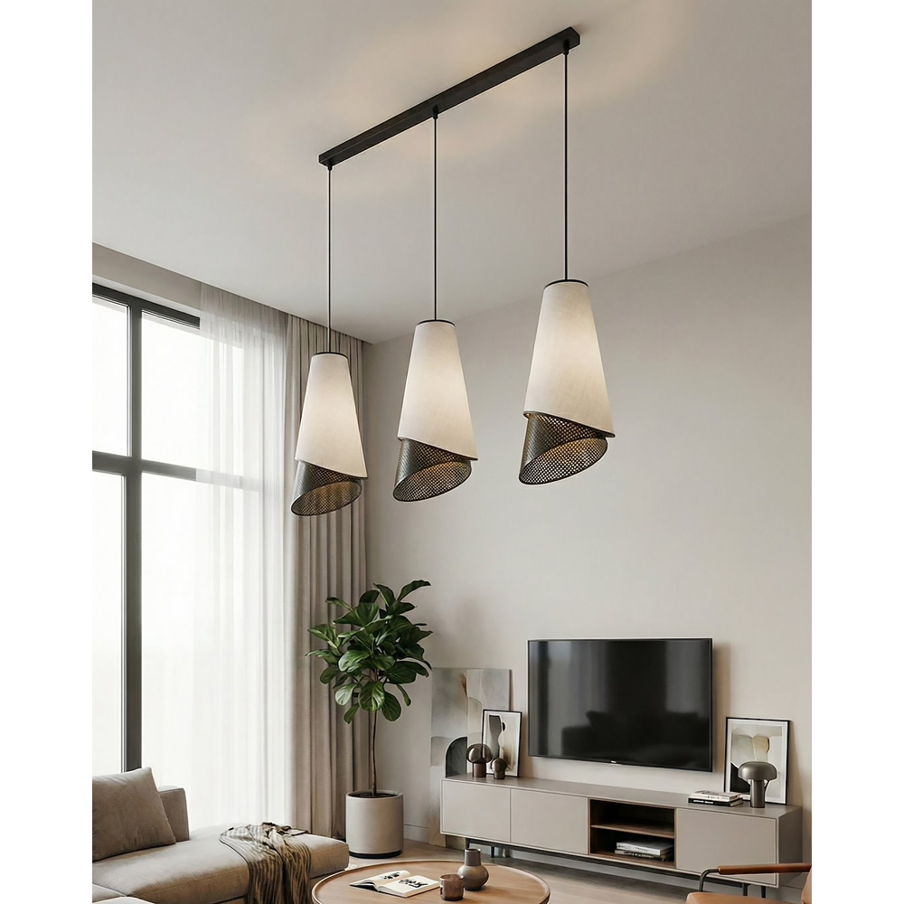 Emibig Moda 3 Light Black and Grey E27 Ceiling Pendant Light Image 5