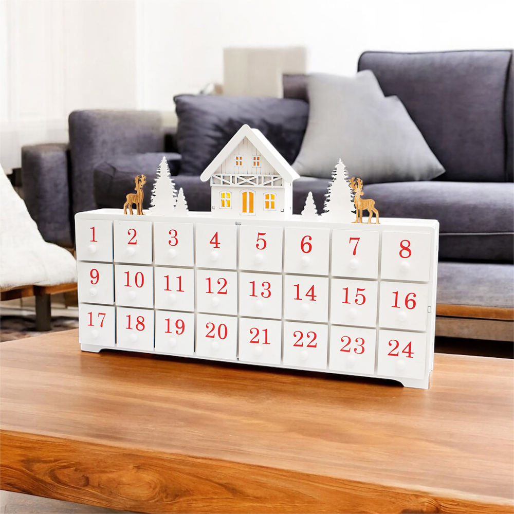 St Helens White Christmas Wooden Advent Calendar Image 2