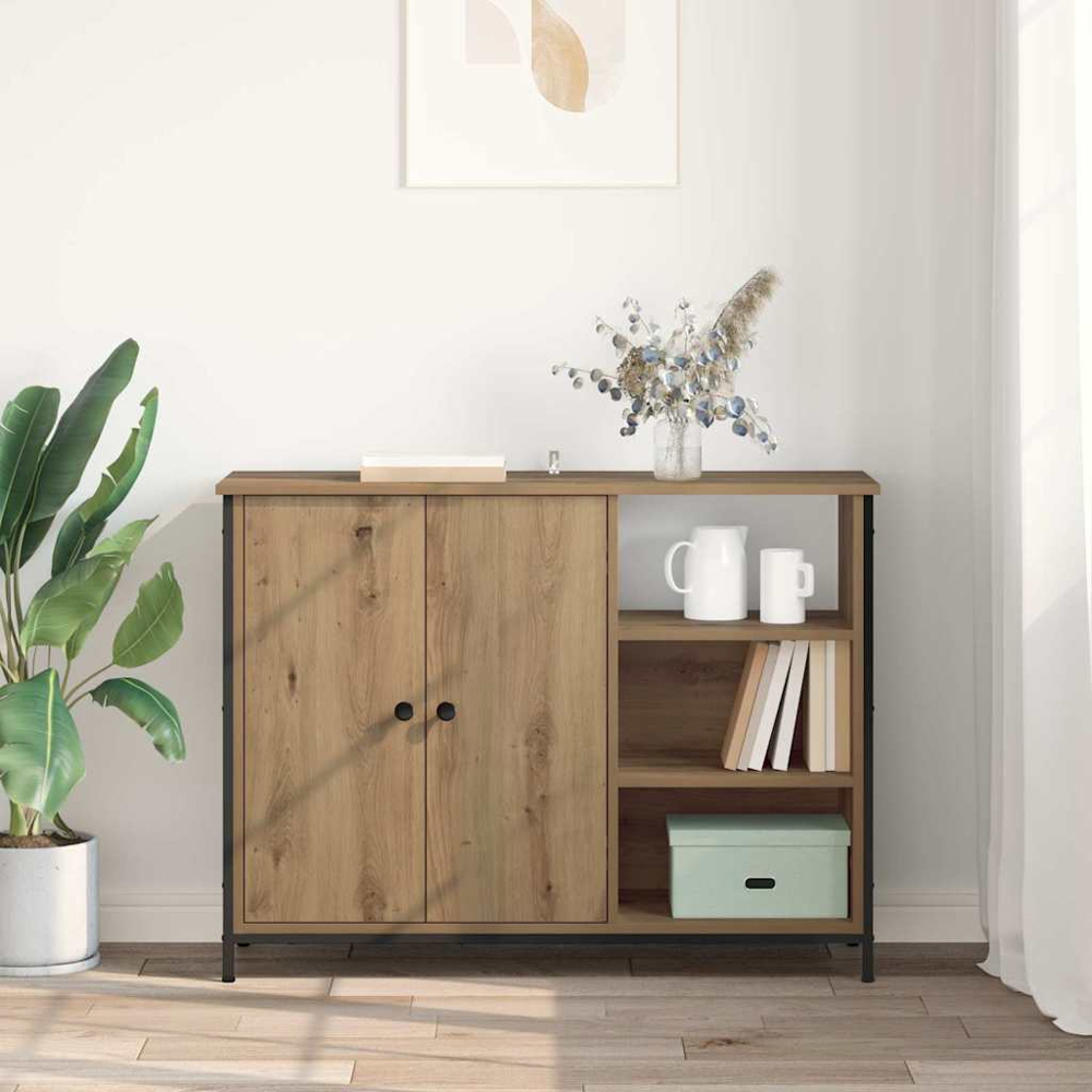 vidaXL 2 Door 3 Open Shelf Light Brown Sideboard Image 4