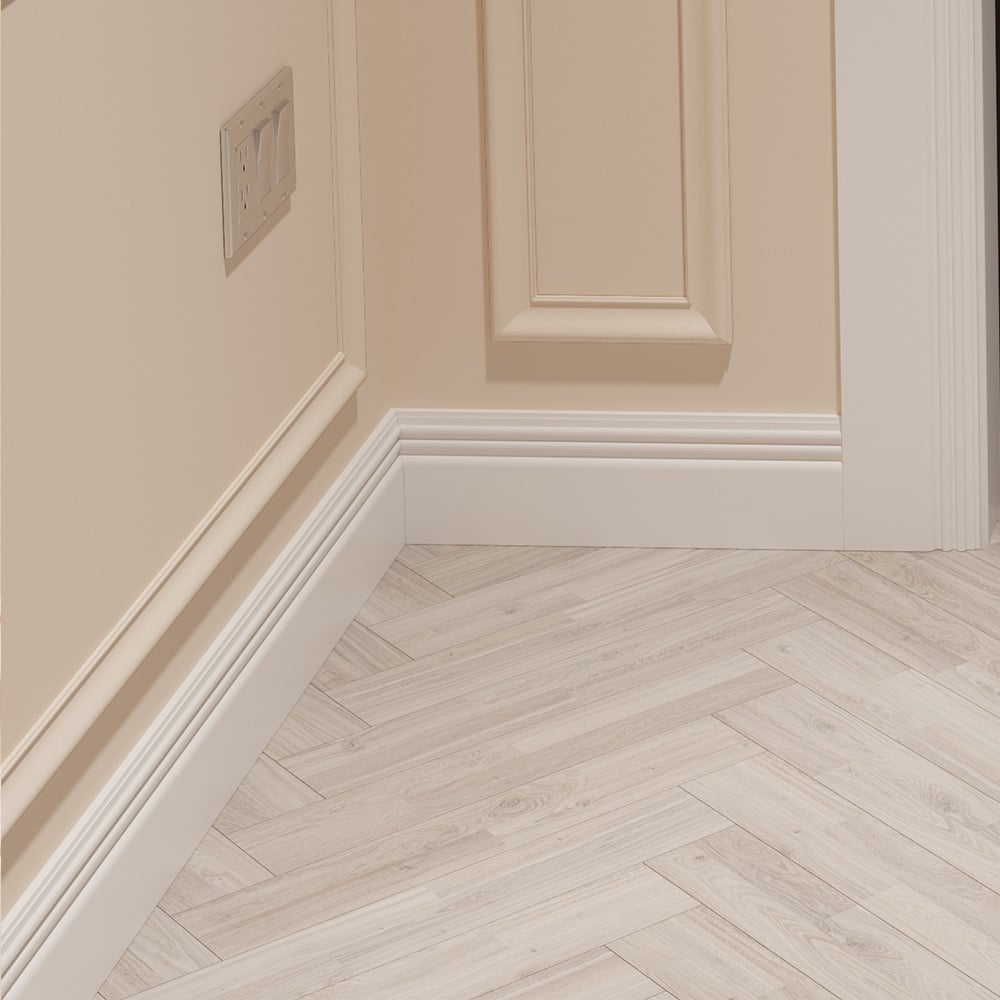 National Skirting White Reed II Primed Skirting Board 18mm 95 x 3040mm Image 2