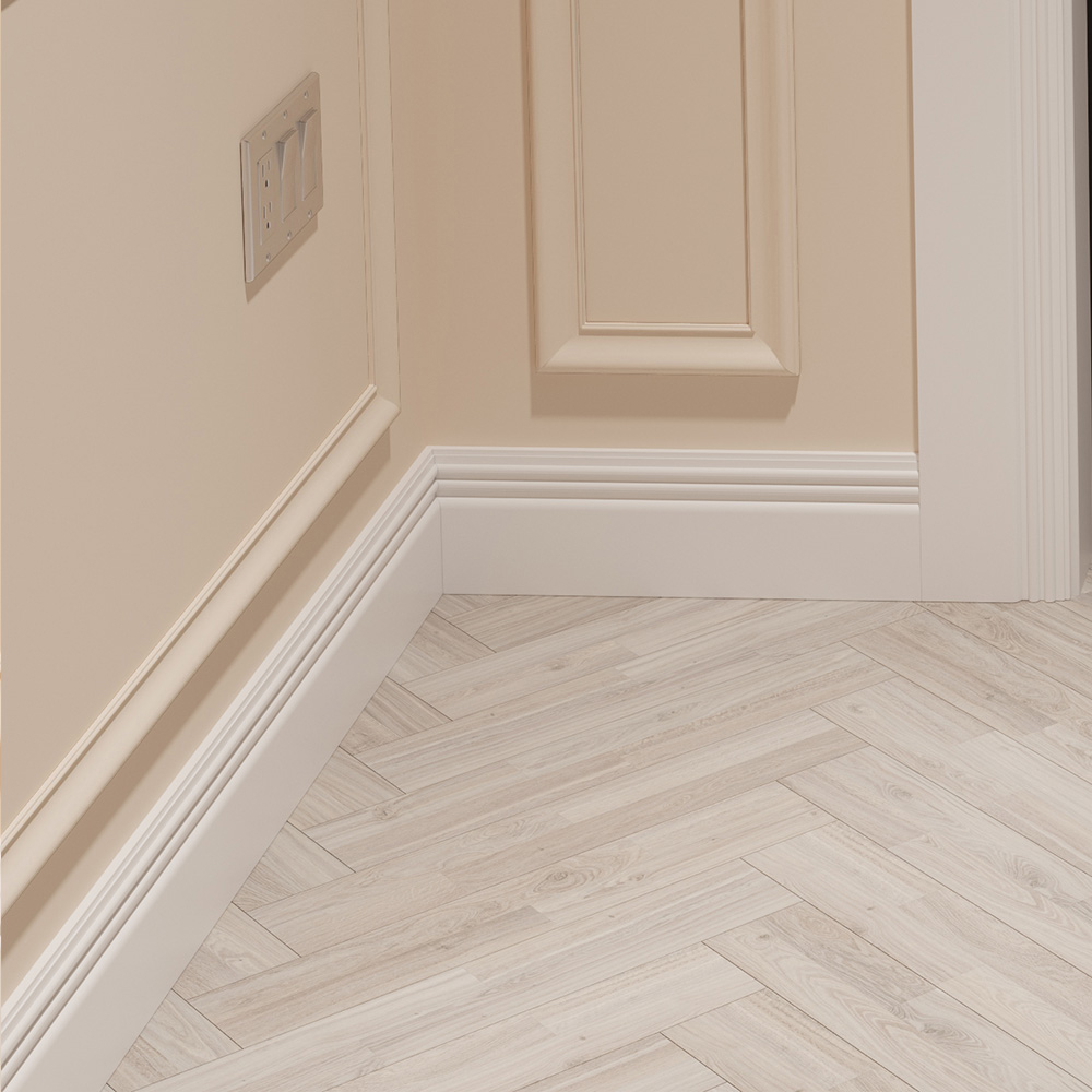 National Skirting White Reed II Primed Skirting Board 18mm 70 x 3040mm Image 2