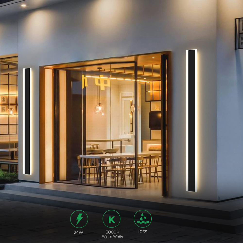 Ener-J 100 x 8cm Acrylic Black Warm White Outdoor Wall Light Image 5