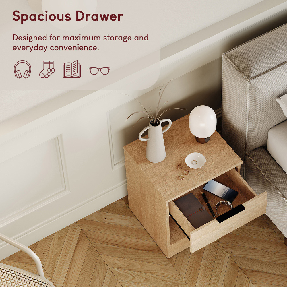 VIDA DESIGNS Terga Single Drawer Single Shelf Pine Bedside Cabinet Image 6
