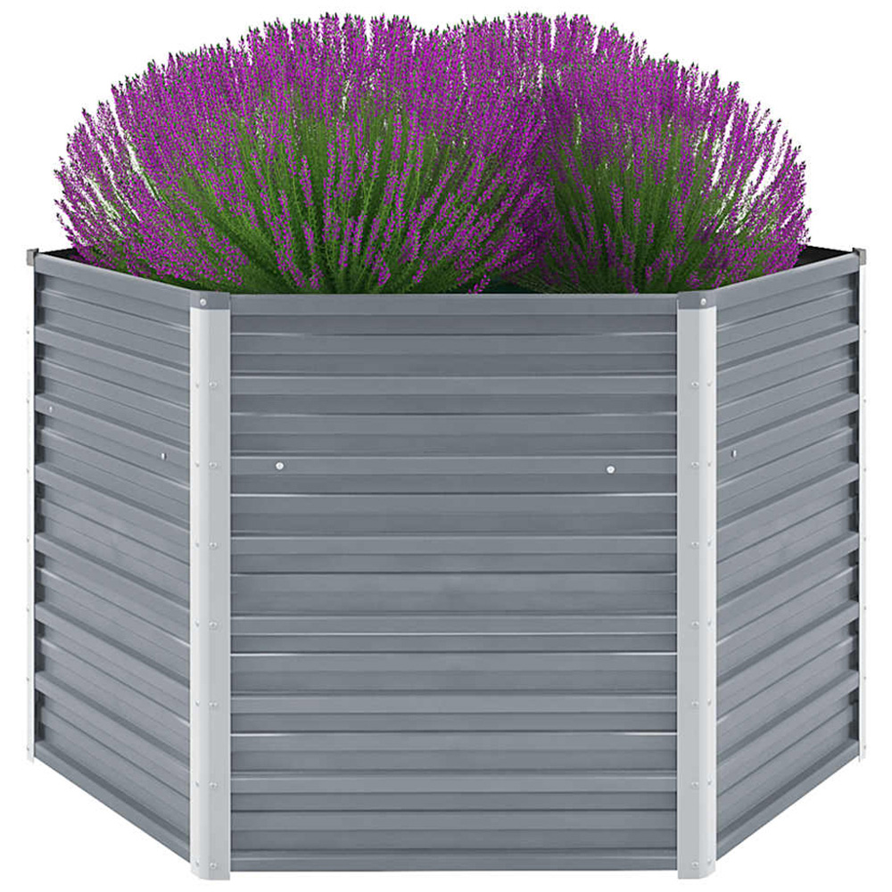 vidaXL Grey Galvanised Steel Raised Garden Bed 129 x 129 x 77cm Image 2
