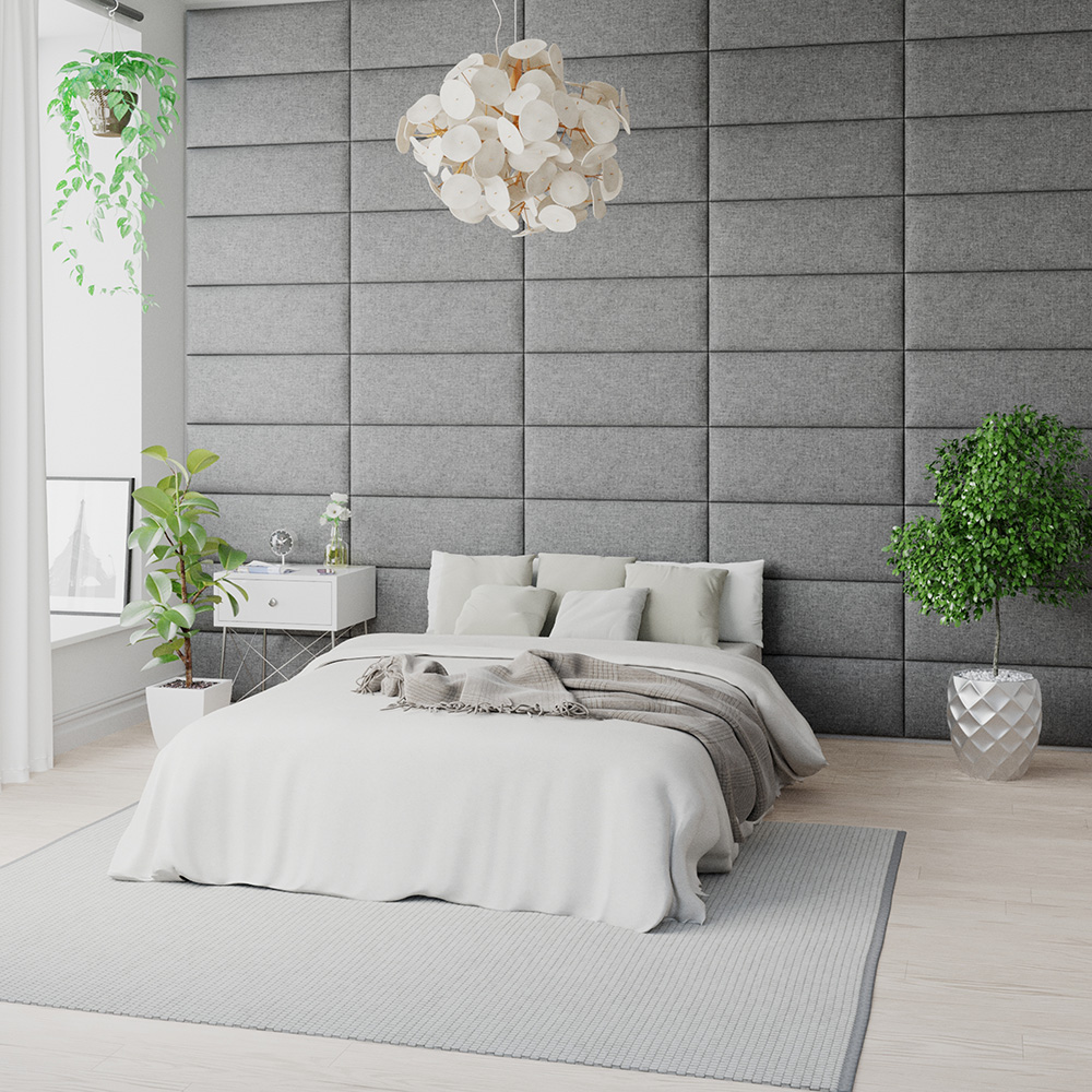 Aspire EasyMount Grey Saxon Twill Upholstered Wall Mounted Headboard Panels 4 Pack Image 2