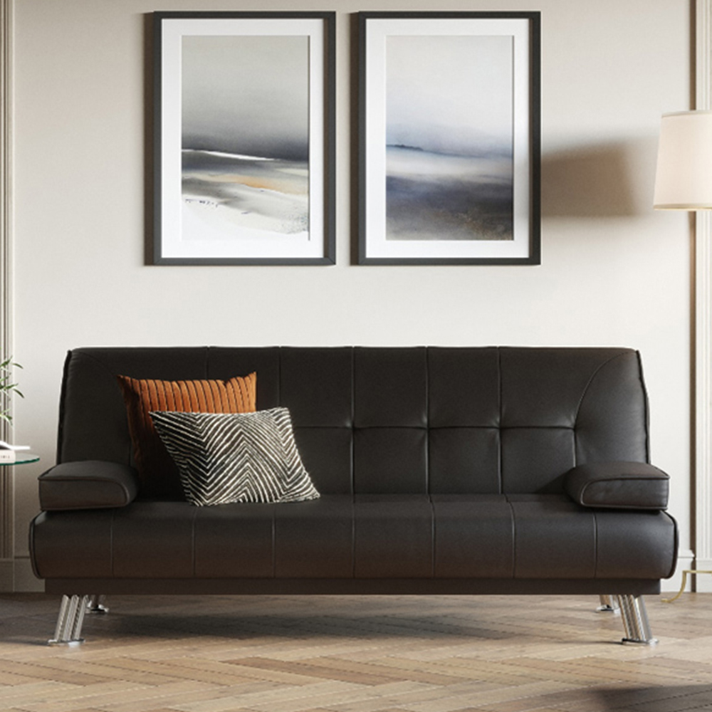 Home Detail Montana Double Sleeper Brown Faux Leather Sofa Bed Image 3