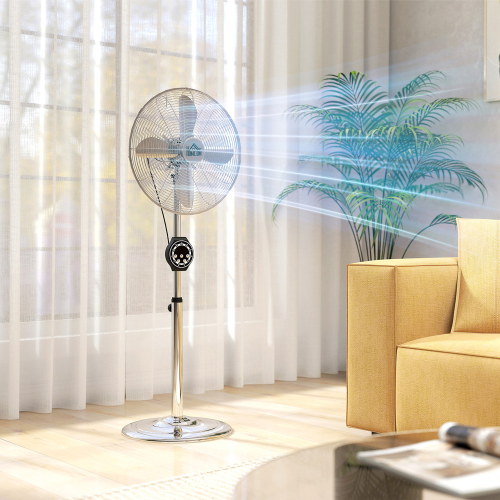 HOMCOM Metal Oscillating Pedestal Fan with Adjustable Height and Timer 53 inch Image 2