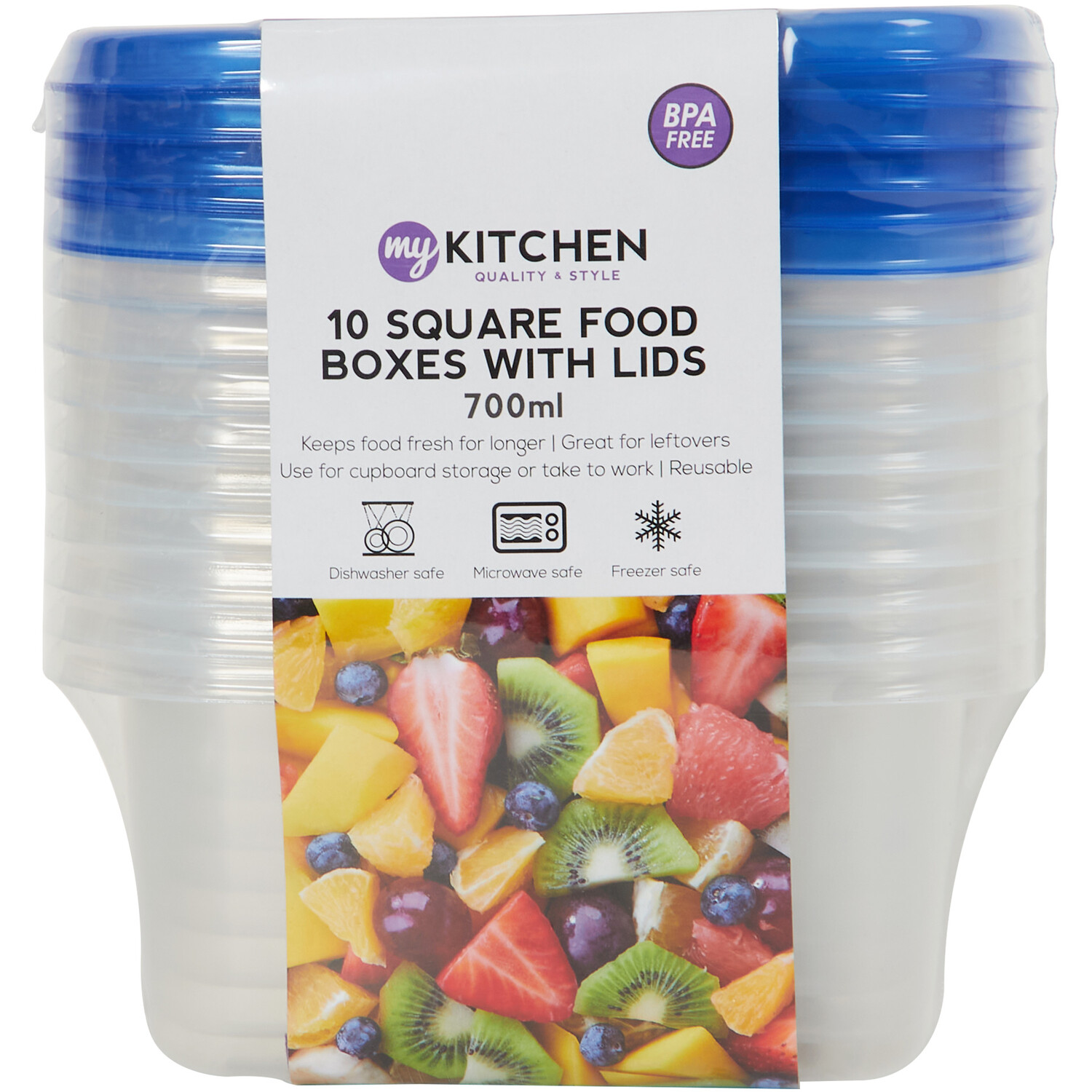 Pack of 10 Square Food Boxes with Lids Image 1