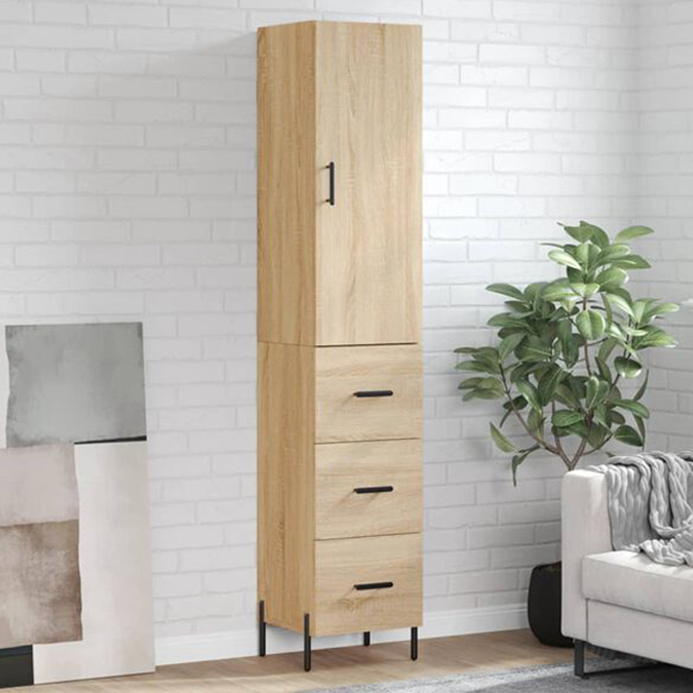 vidaXL Single Door 3 Drawer Sonoma Oak Highboard Image 1