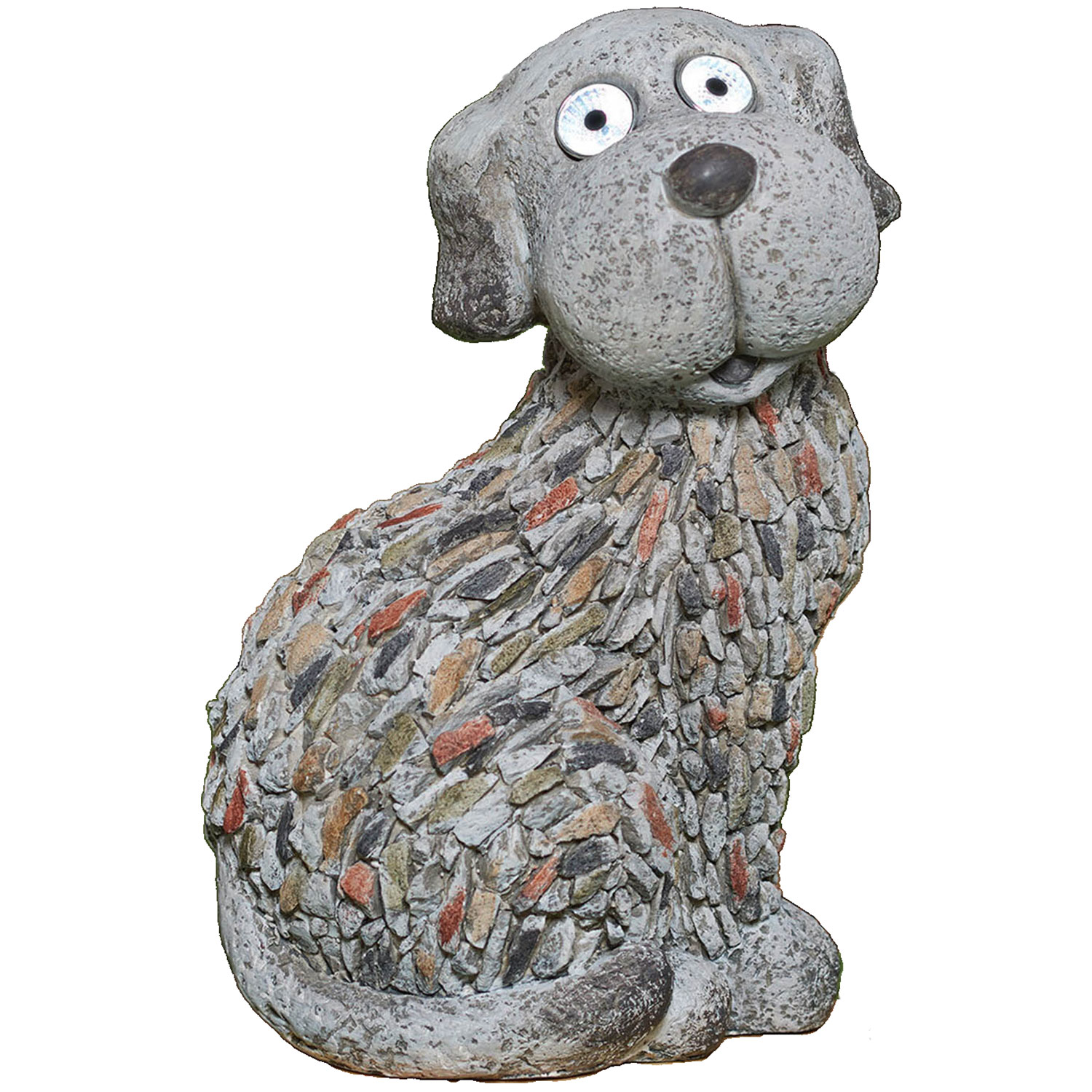 Dolly the Solar Pebbled Dog Garden Ornament with LED Image 1