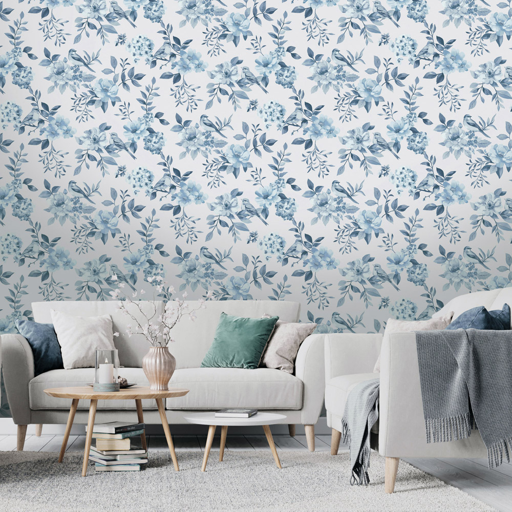 Holden Decor The Bird Garden Blue Wallpaper Image 3