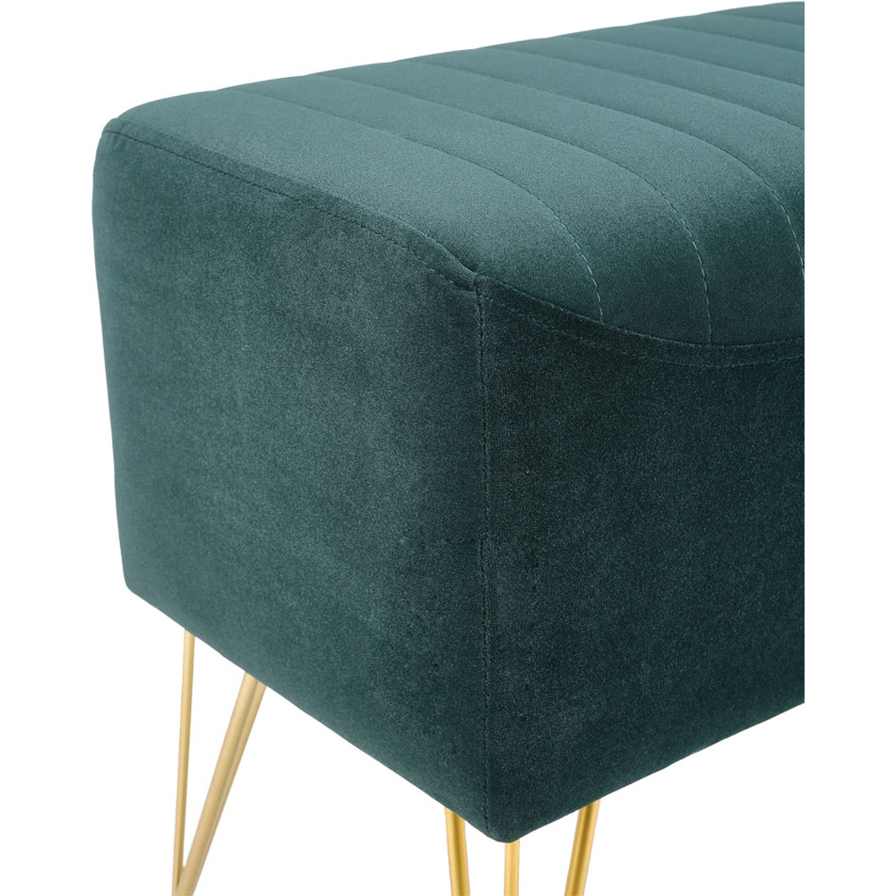 Living and Home Green Rectangle Soft Channel Velvet Stool with Gold Legs Image 4