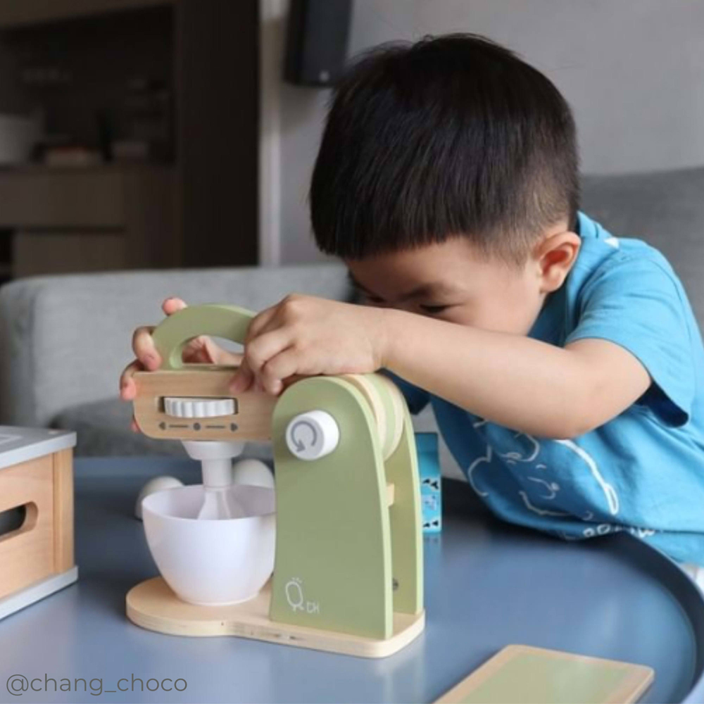 Teamson Kids Little Chef Frankfurt Green Wooden Mixer Play Kitchen Accessories Set Image 4