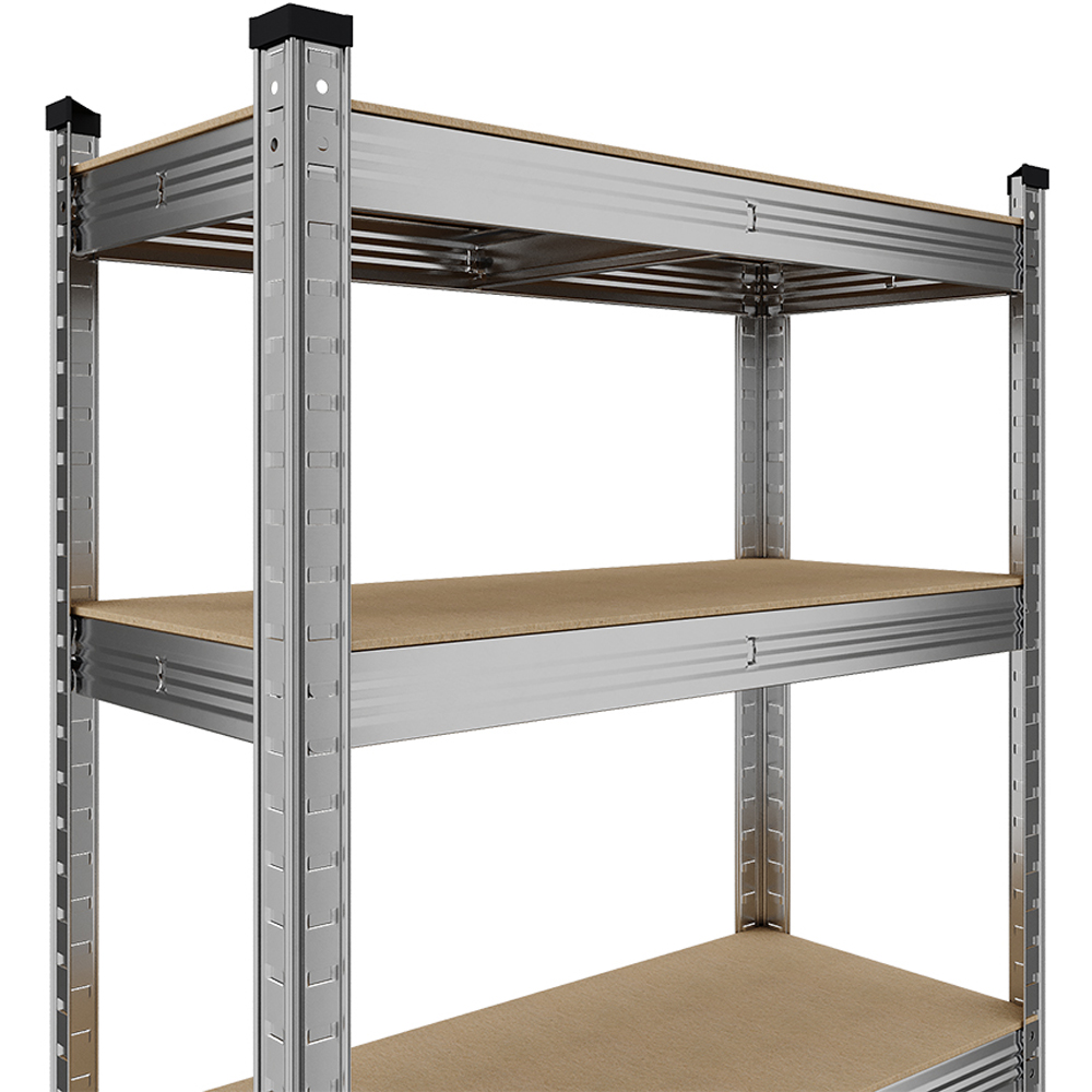 Living and Home 5 Shelf Silver Galvanised Steel Shelving Unit Image 4