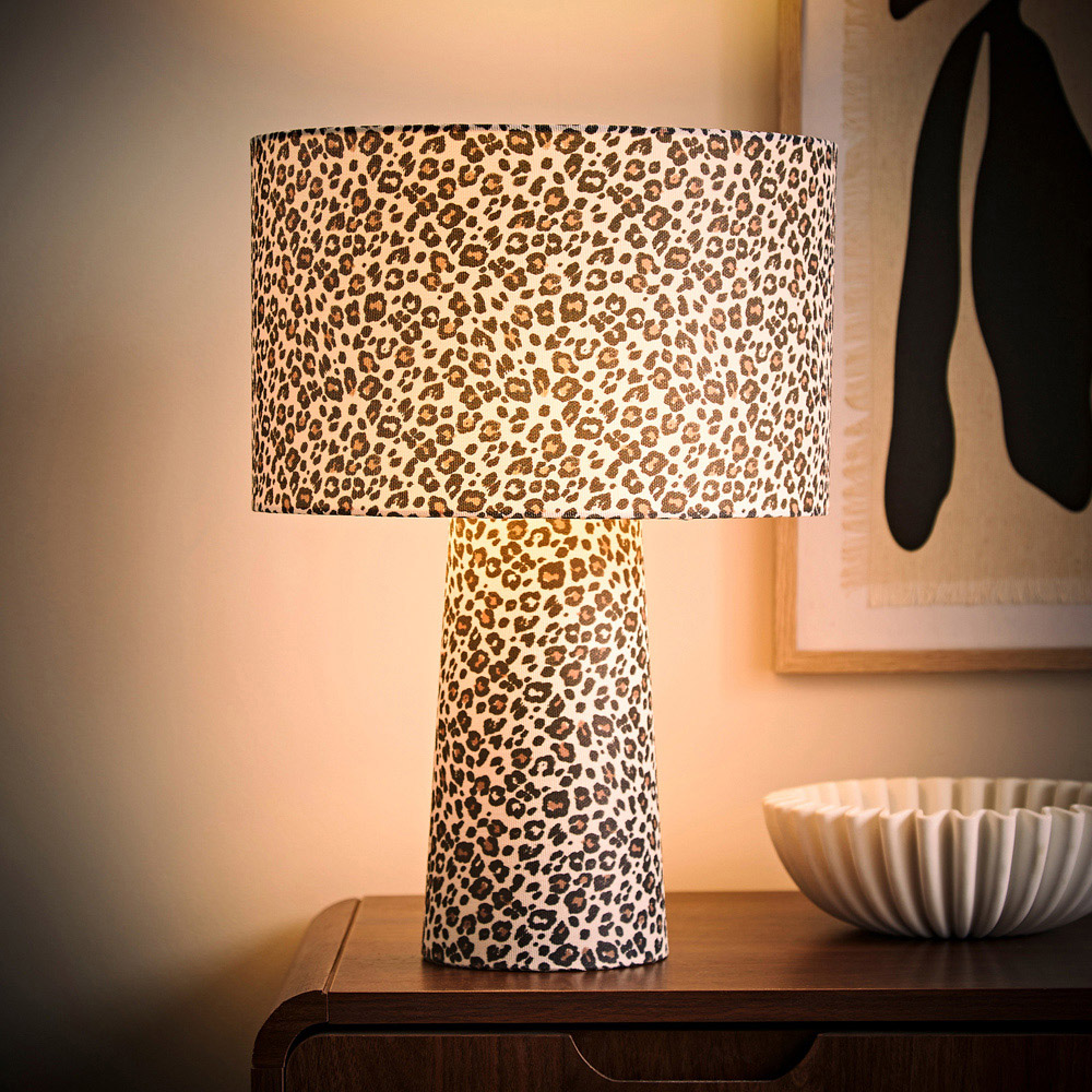 ValueLights Bertie Leopard Print Full Fabric LED Table Lamp Image 7