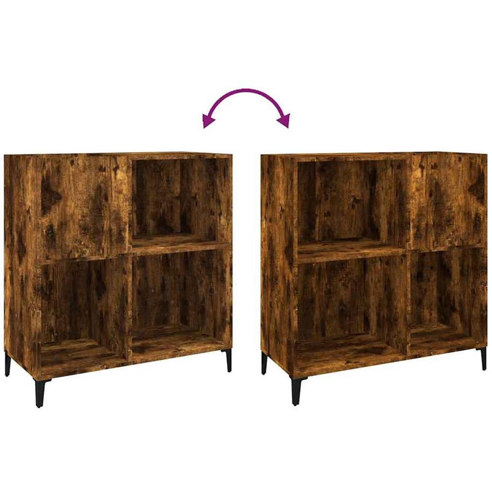 vidaXL 3 Shelf Smoked Oak Record Cabinet Image 6