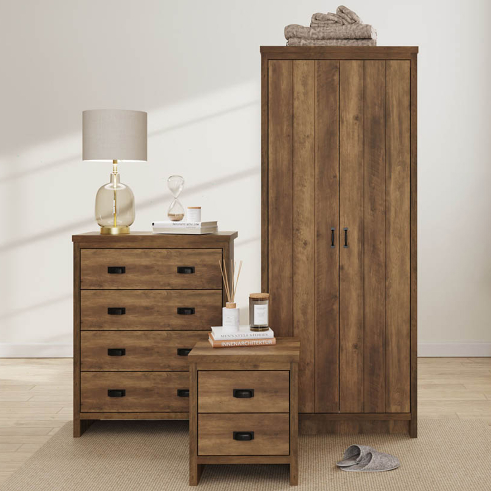 GFW Boston Knotty Oak 3 Piece Bedroom Furniture Set Image 1