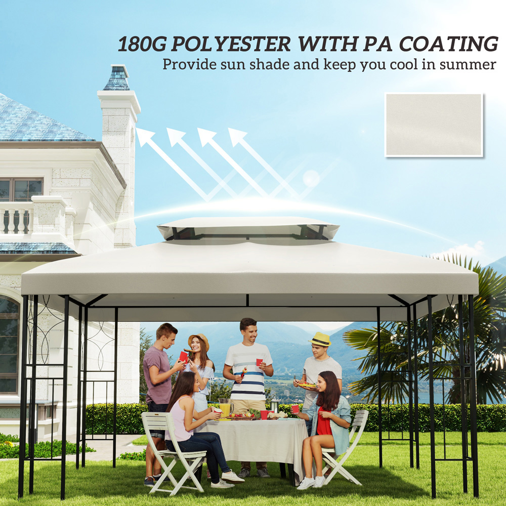 Outsunny 3 x 4m 2-Tier Cream Gazebo Canopy Replacement Cover Image 6