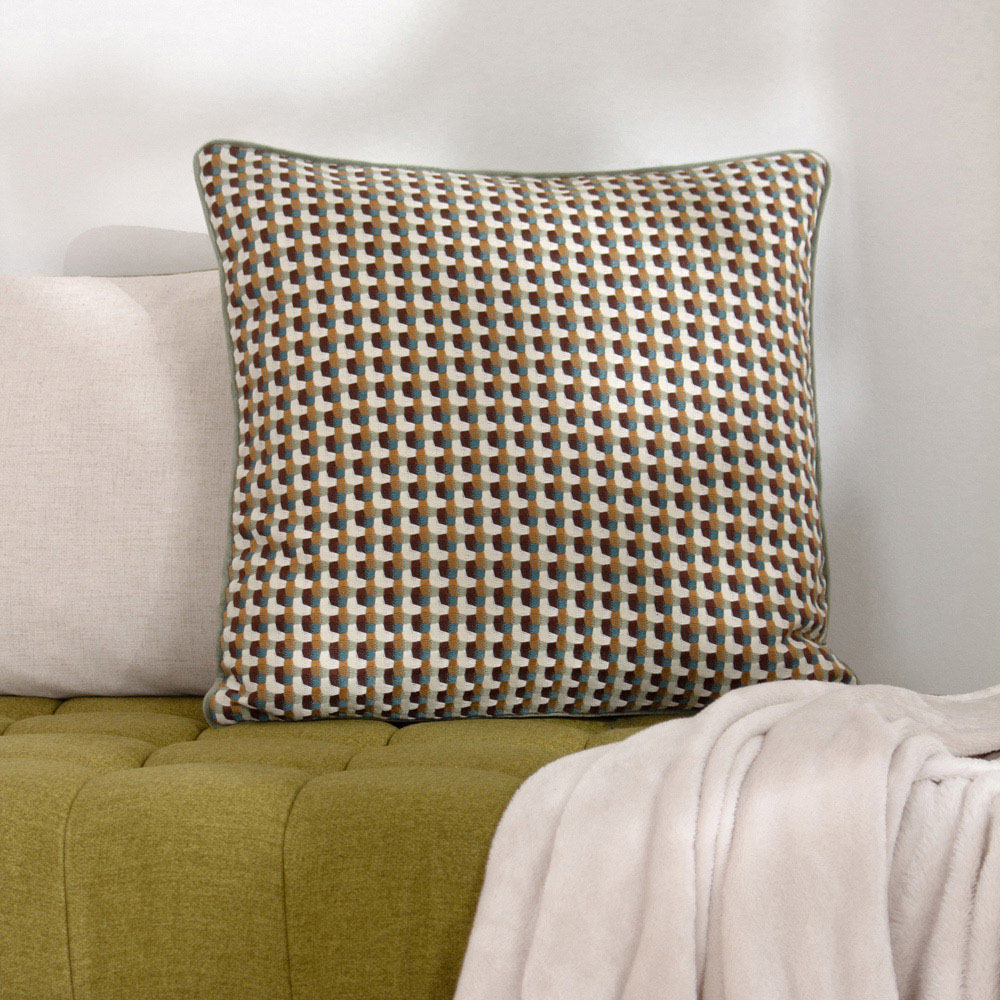 furn. Marttel Olive Geometric Jacquard Cushion Image 2