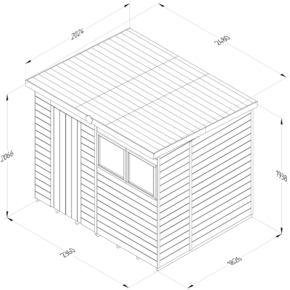 Forest Garden Timberdale 8 x 6ft Single Opening Pent Shed Image 9