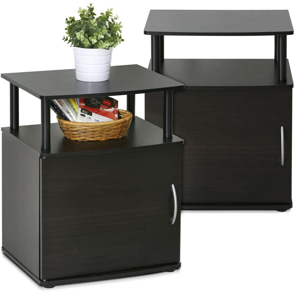 Walplus Jaya Black Utility Design End Table Set of 2 Image 3