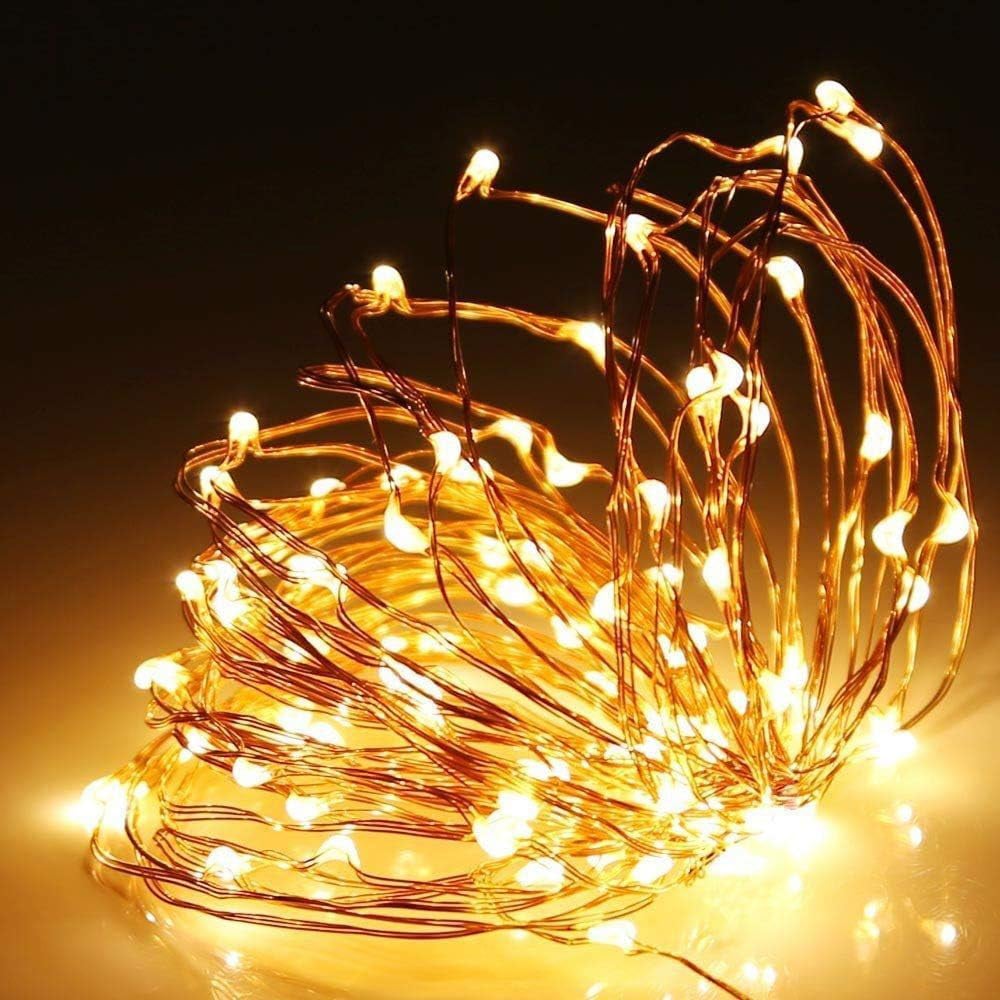 Shatchi 20 Warm White LED Gold Copper Wire Christmas String Light 2m Image 1