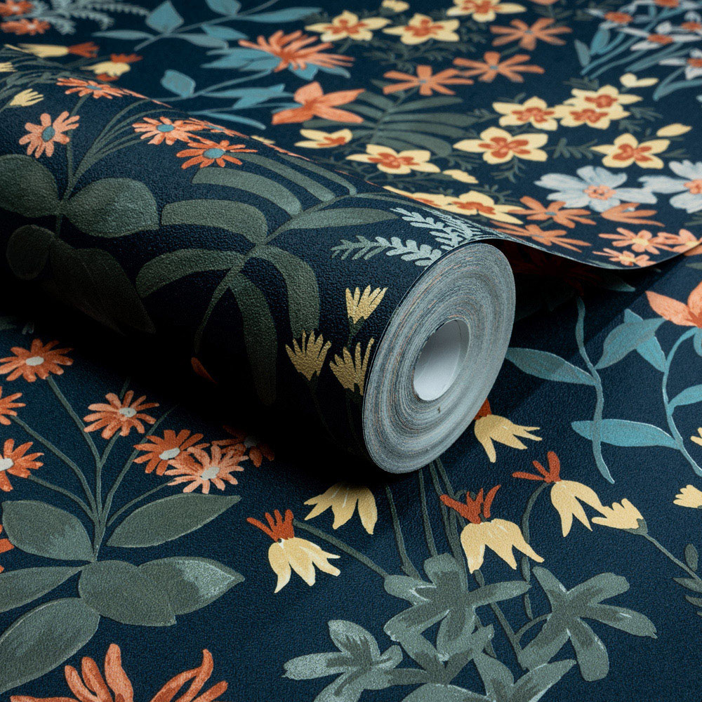 Grandeco Agnala Navy Wallpaper Image 2