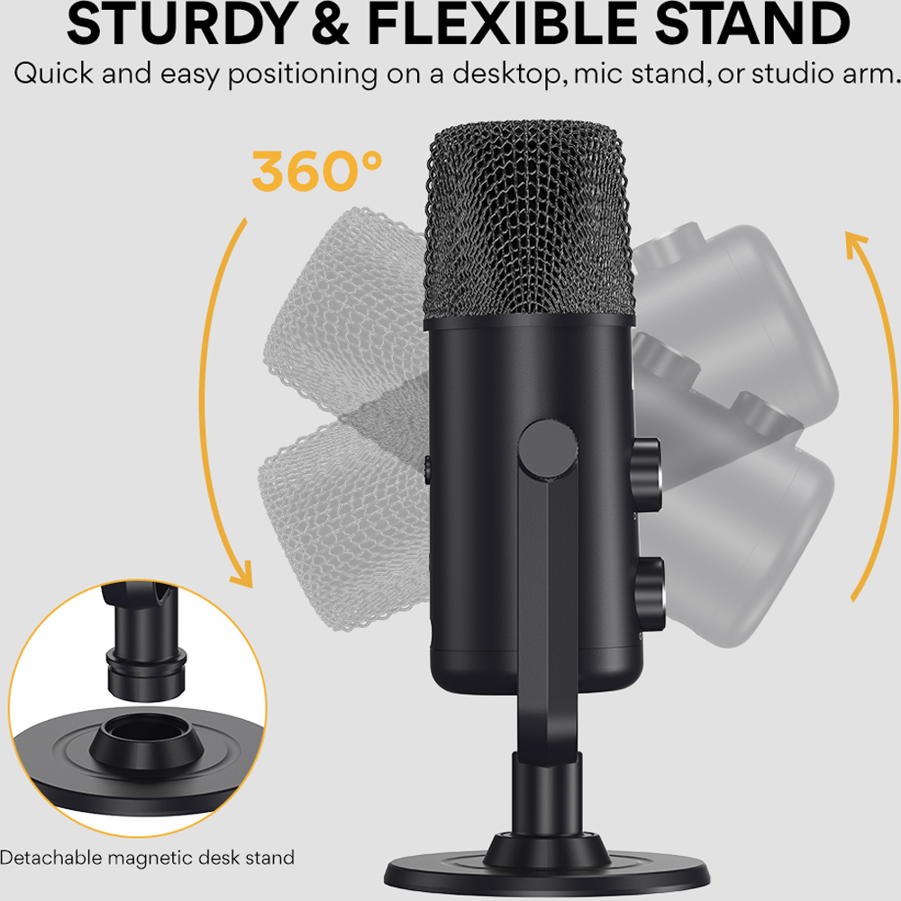 Maono USB Cardioid Condenser Omnidirectional Microphone with Headphone Jack Image 6