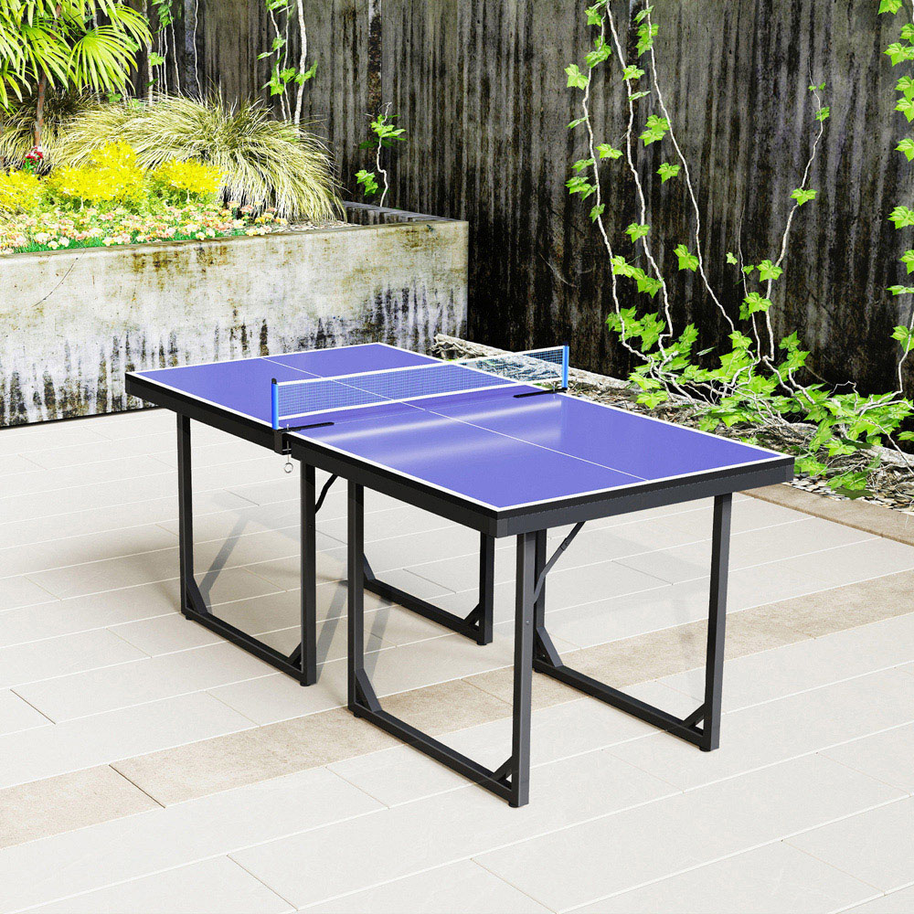HOMCOM Blue Foldable Indoor Tennis Table with Net Image 3