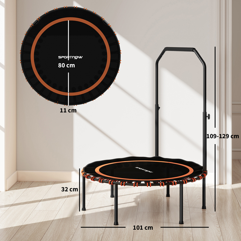 SPORTNOW 3.3ft Orange Foldable Rebounder Mini Trampoline with Handle Image 9