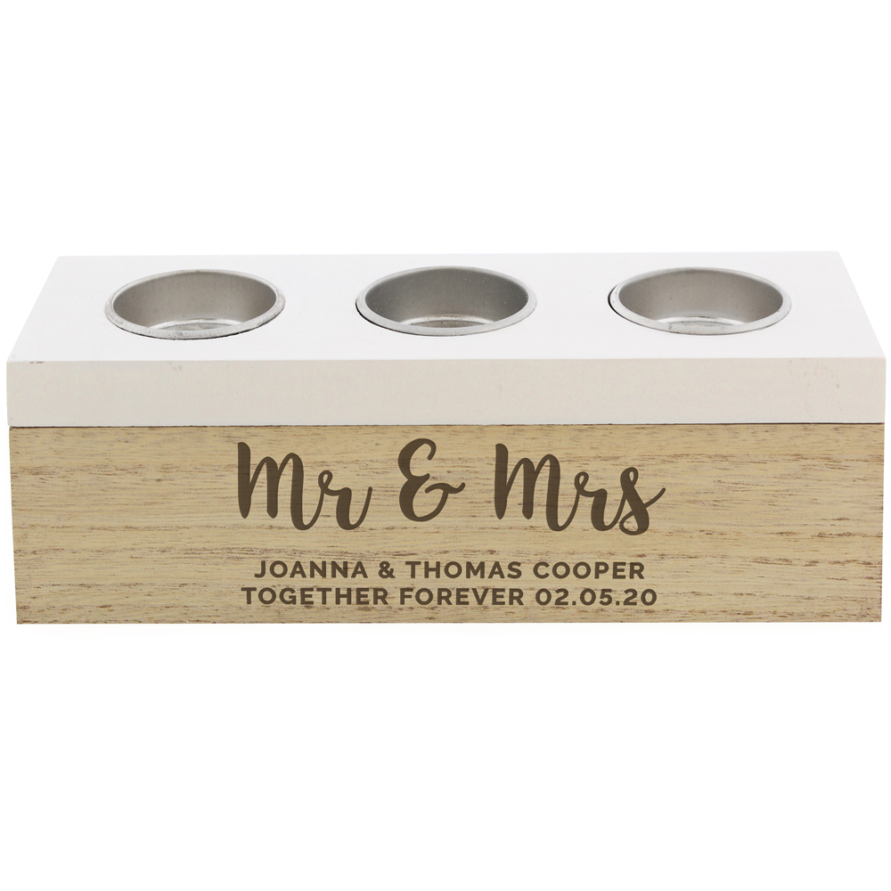 Personalised Memento Personalised Free Text Triple Tea Light Box Image 1
