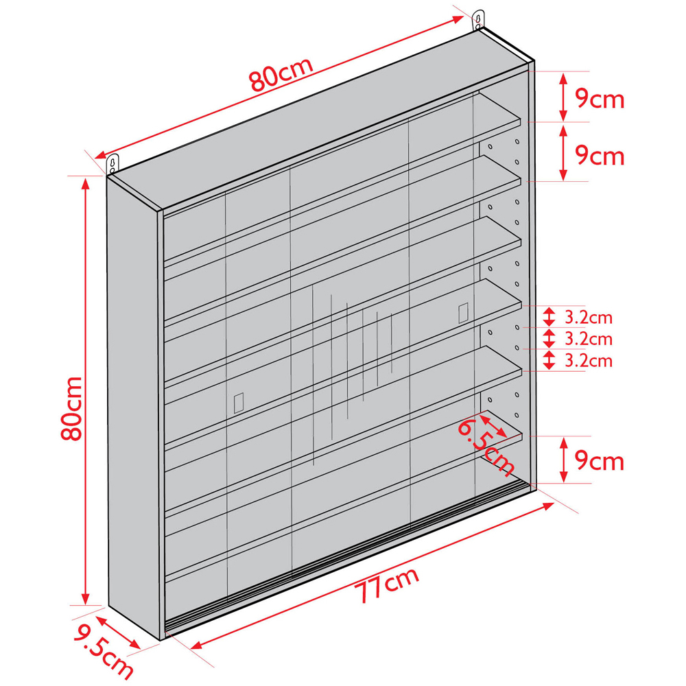 Watsons Reveal 6 Shelf Mahogany Glass Display Wall Cabinet Image 5