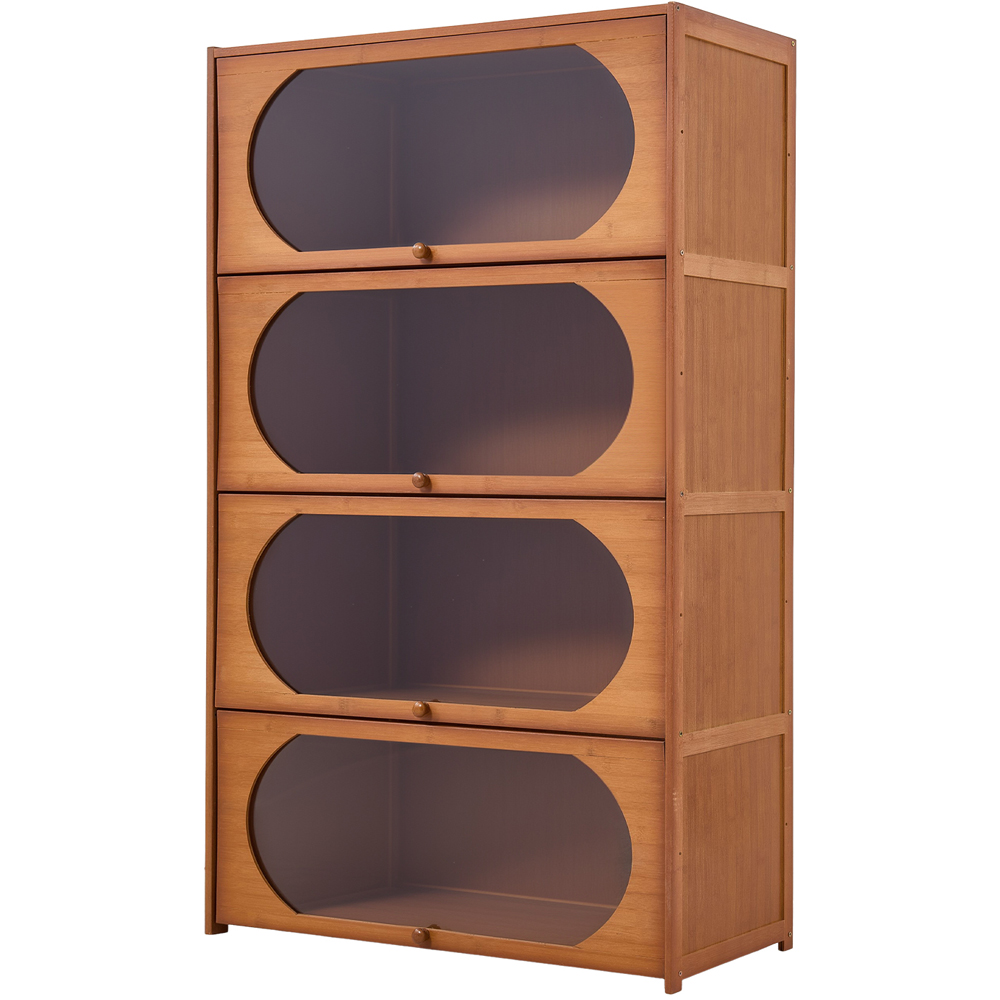 Living and Home 4 Acrylic Door Brown Bamboo Bookcase Image 2