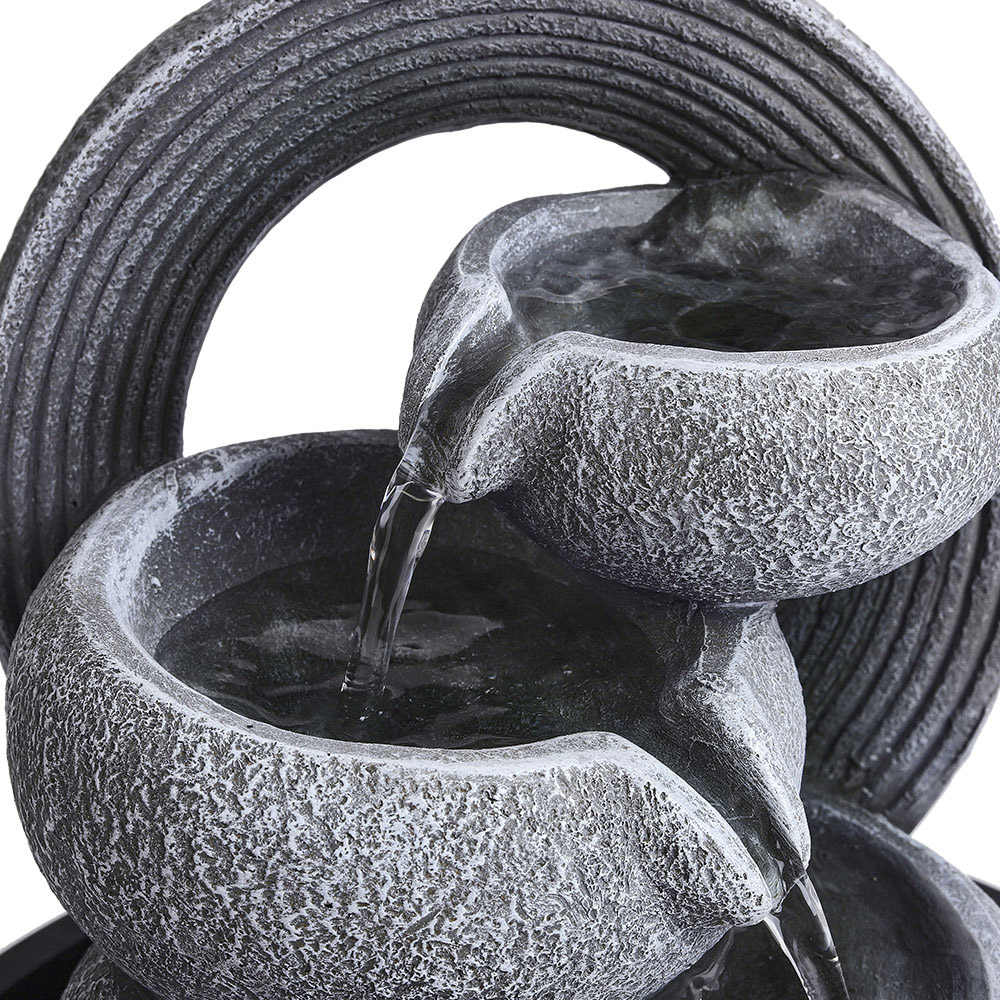 Living and Home 3-Tier LED Imitation Rock Resin Tabletop Water Fountain Image 4