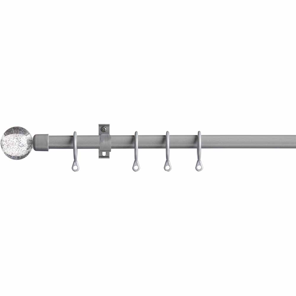 Wilko  Silver Glitter Curtain Pole 150-280cm Image 1