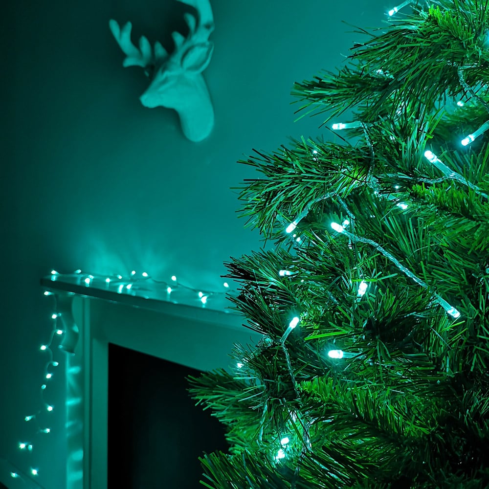 Premier SupaBrights 200 Turquoise LED Christmas String Light Image 1