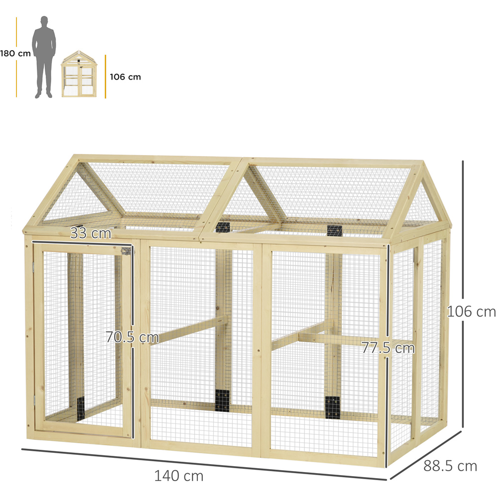 PawHut Natural Wooden Chicken Run Image 7