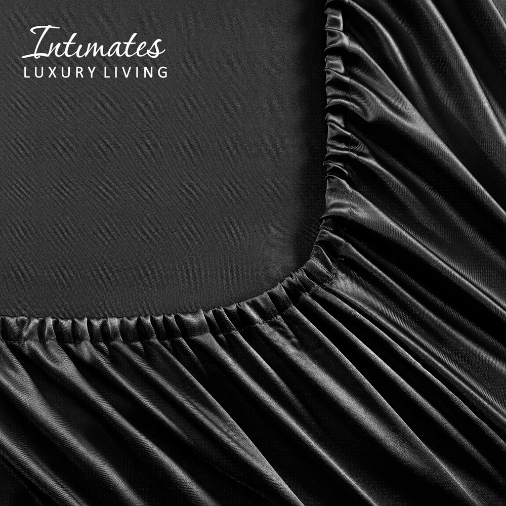 Intimates Super King Size Black Satin Bedding Set Image 4